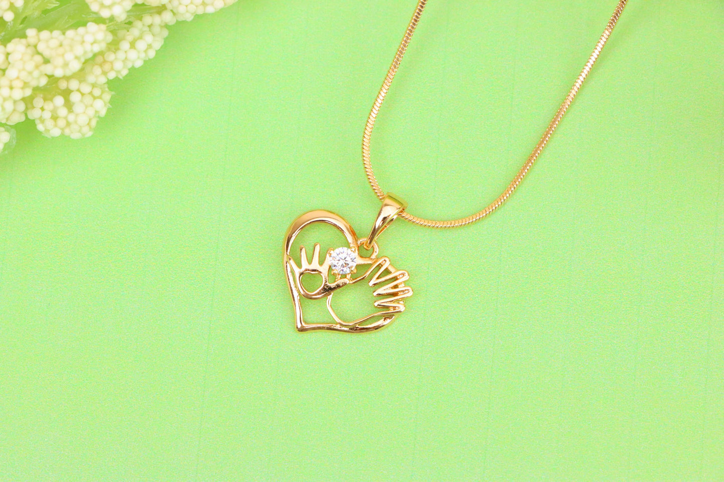 Heart Shaped Rose Gold Pendant with Mother & Child Hand Design, XPPT1521 (2141-4)