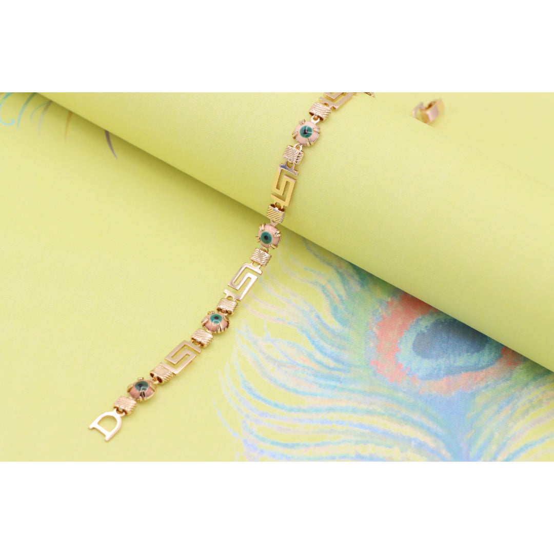 Greek Key Evil Eye Rose Gold Bracelet, XPNL0825 (2083-4)