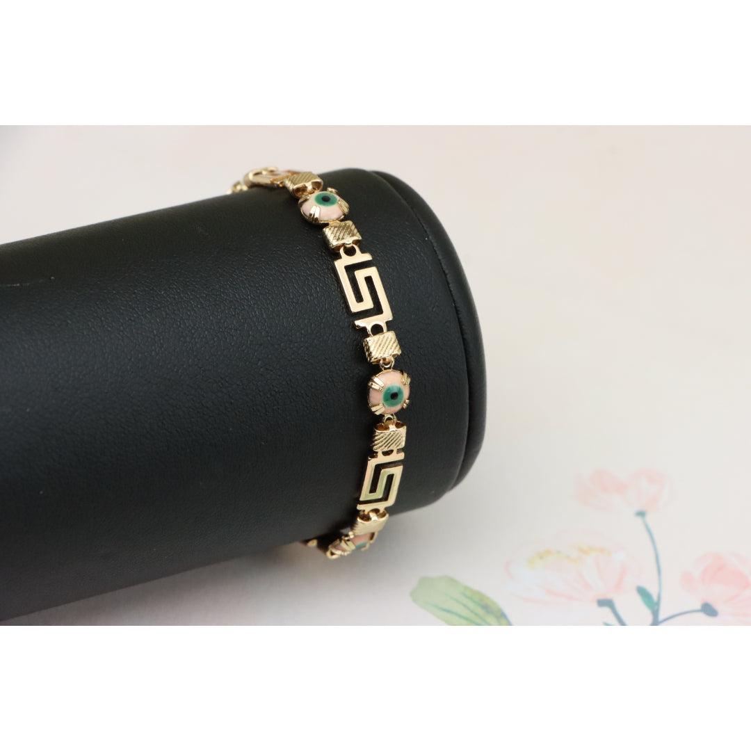 Greek Key Evil Eye Rose Gold Bracelet, XPNL0825 (2083-4)