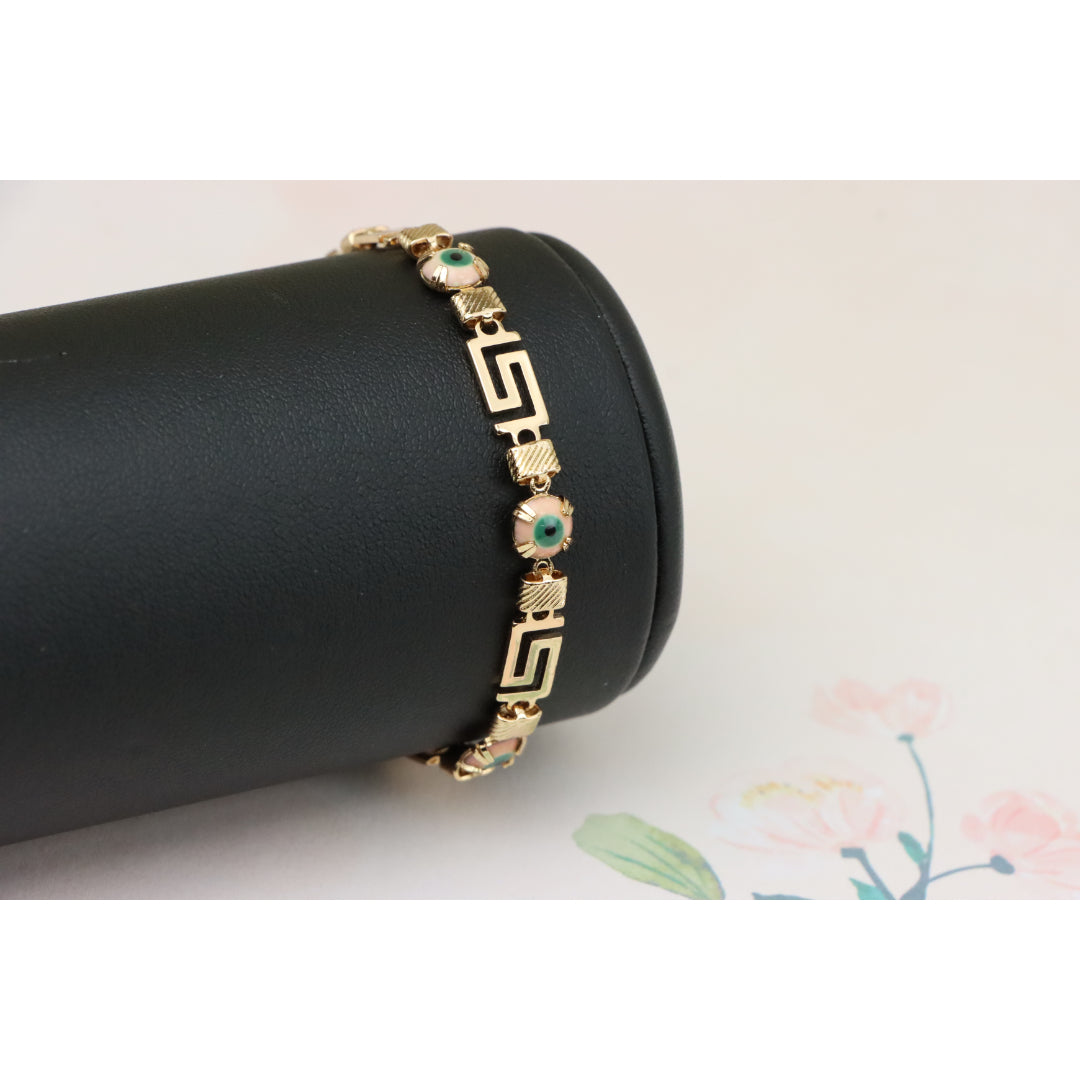 Greek Key Evil Eye Rose Gold Bracelet, XPNL0825 (2083-4)
