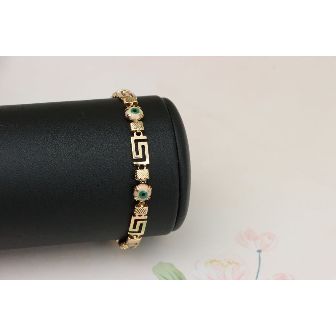 Greek Key Evil Eye Rose Gold Bracelet, XPNL0825 (2083-4)