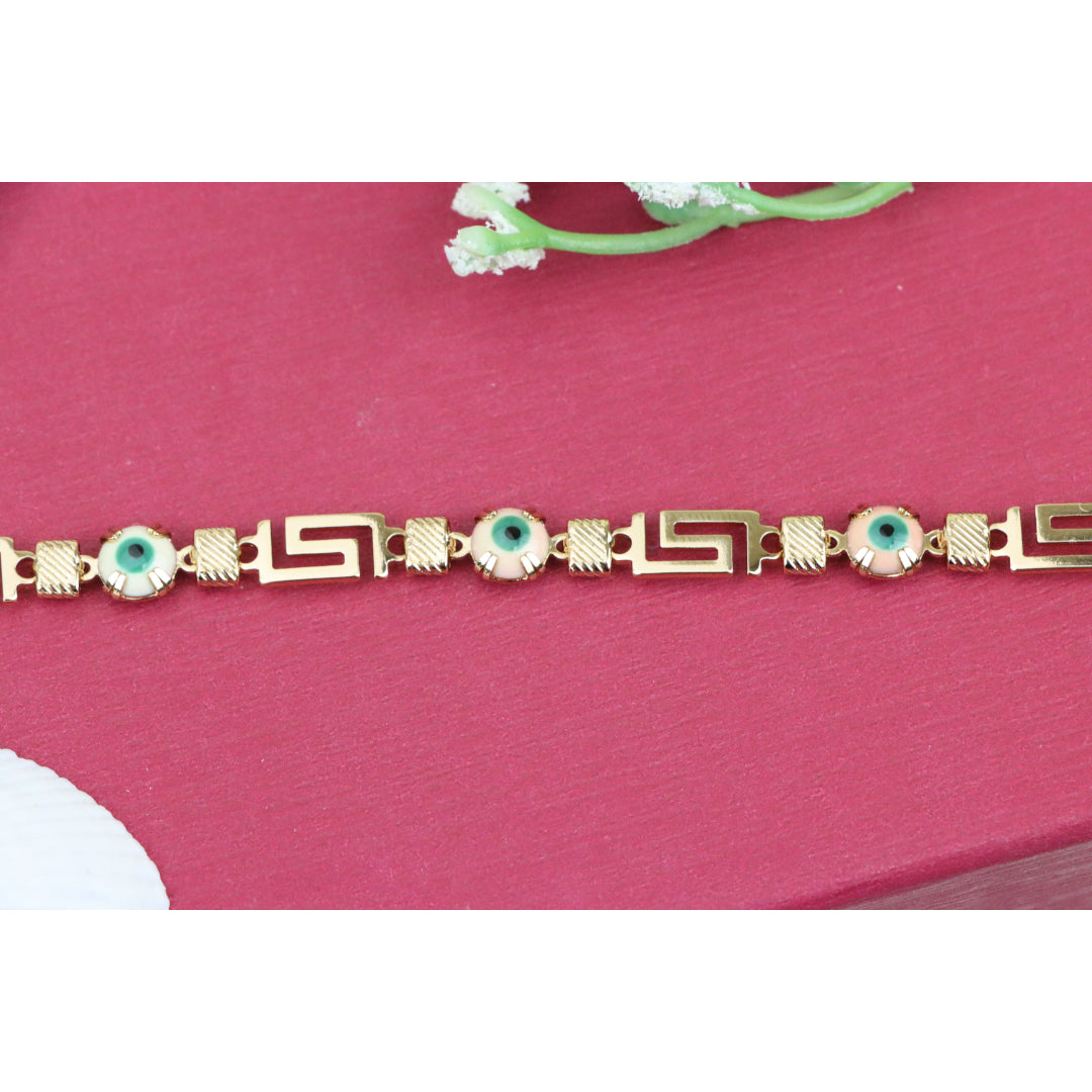 Greek Key Evil Eye Rose Gold Bracelet, XPNL0825 (2083-4)