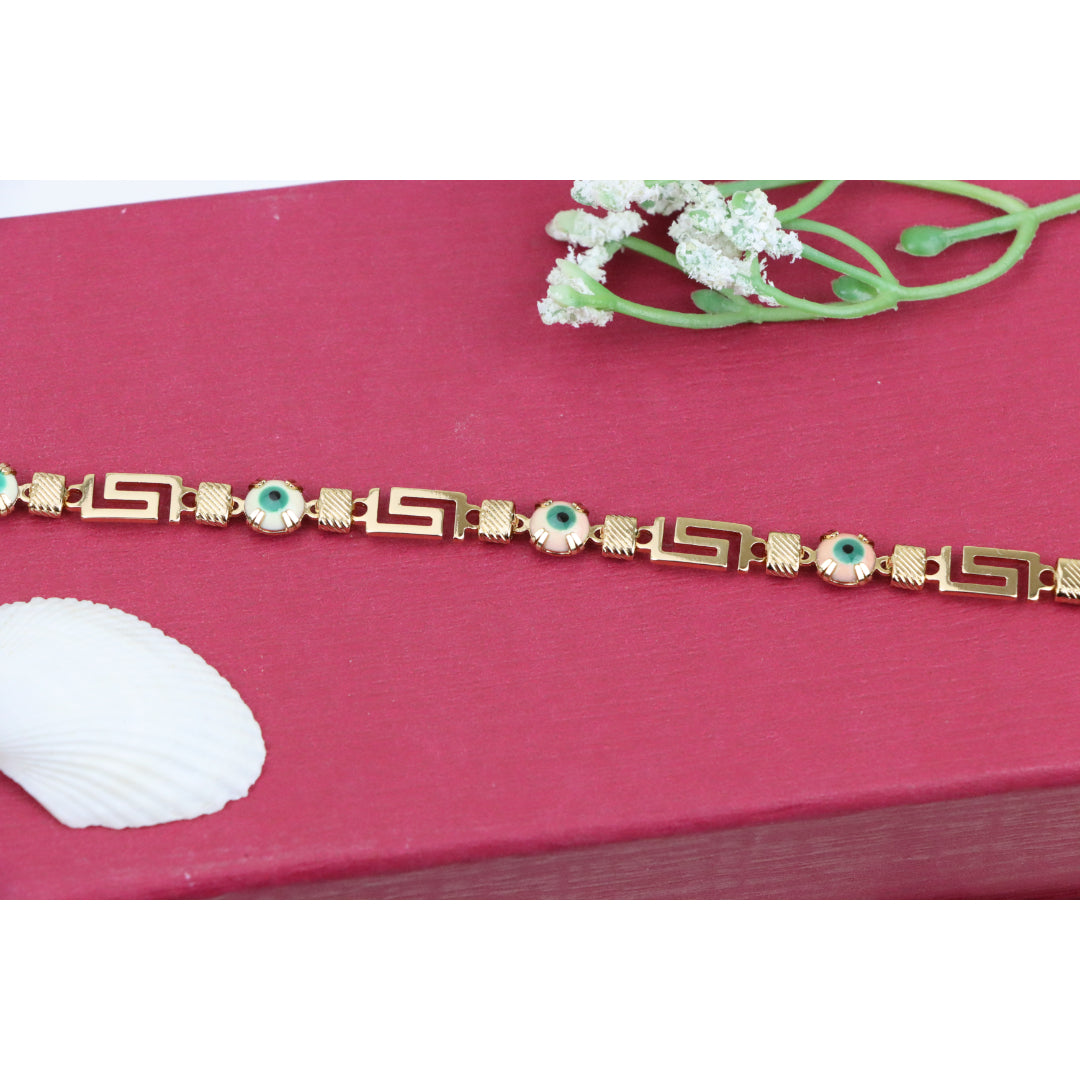 Greek Key Evil Eye Rose Gold Bracelet, XPNL0825 (2083-4)