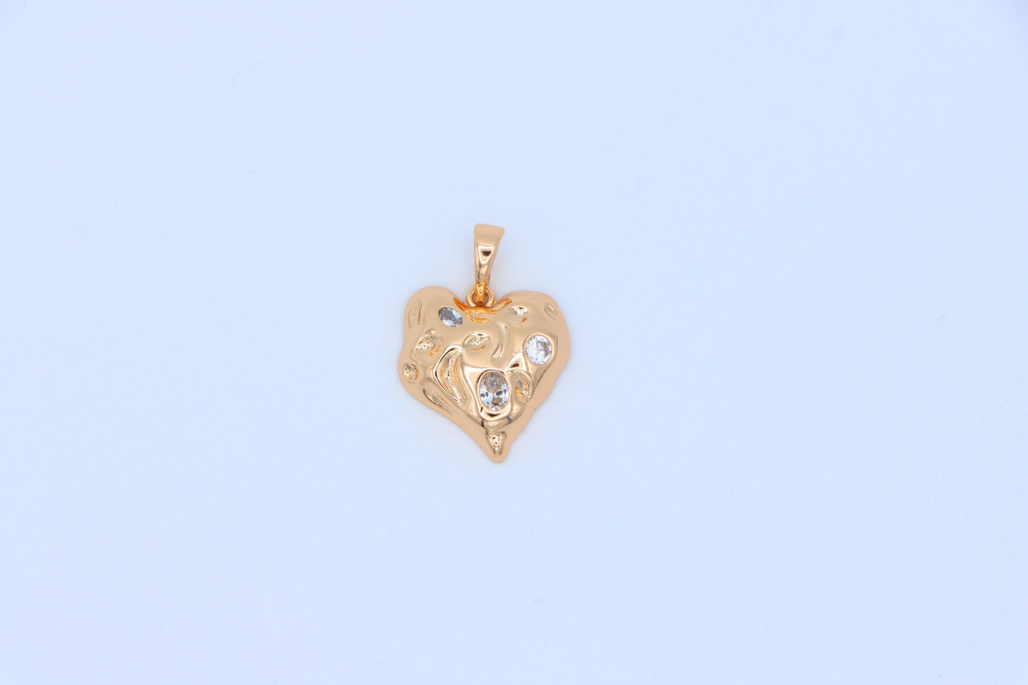 Textured Rose Gold Heart Pendant with Sparkling Crystal Accents, XPPT1522 (2141-5)