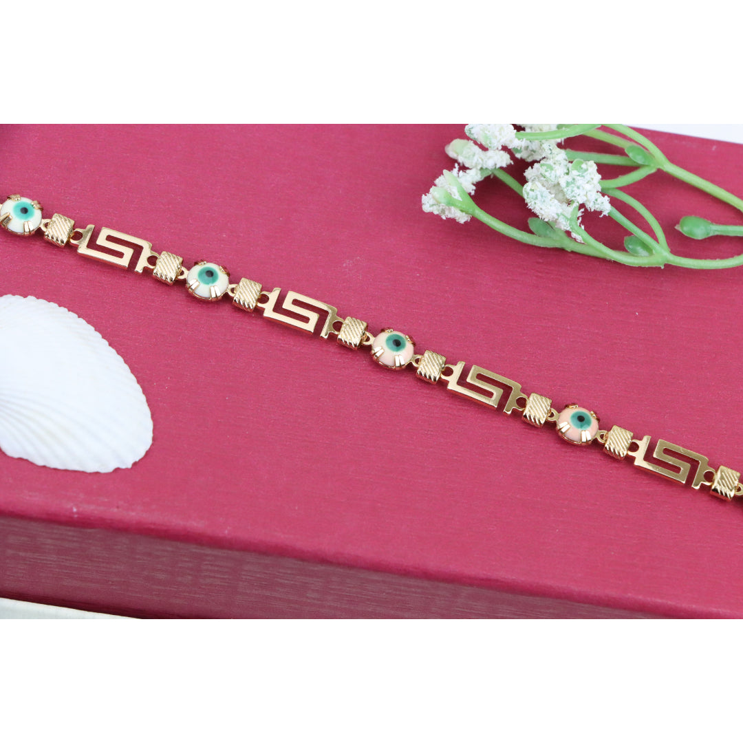 Greek Key Evil Eye Rose Gold Bracelet, XPNL0825 (2083-4)