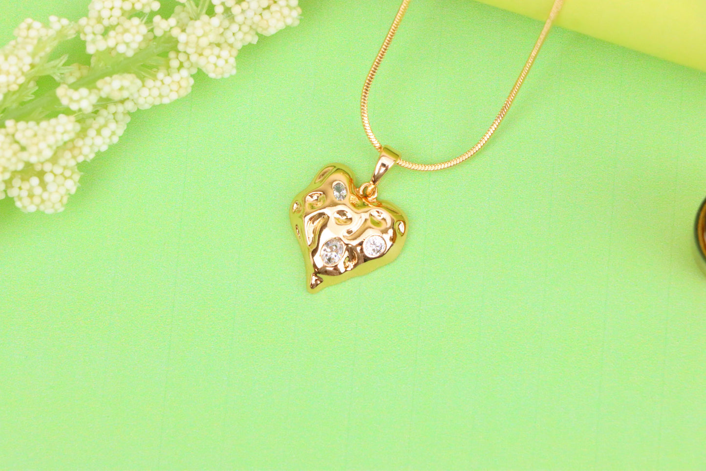 Textured Rose Gold Heart Pendant with Sparkling Crystal Accents, XPPT1522 (2141-5)