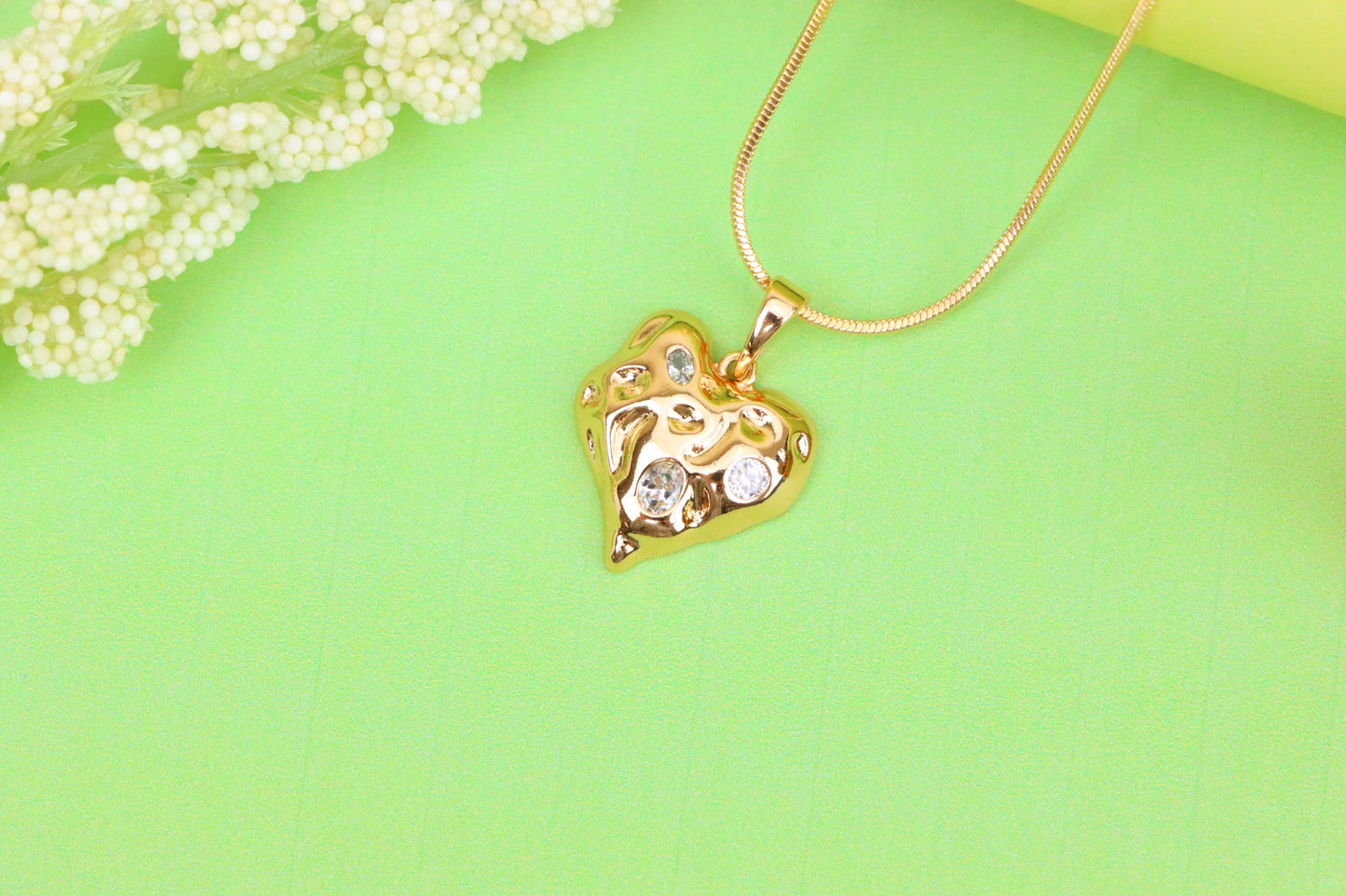 Textured Rose Gold Heart Pendant with Sparkling Crystal Accents, XPPT1522 (2141-5)