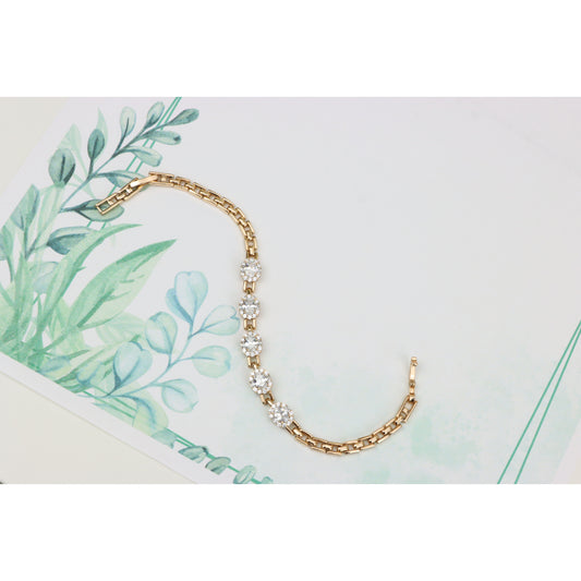 Oval Cut Sparkling Stone Rose Gold Bracelet with Chain Design, XPBL0826 (2083-5)