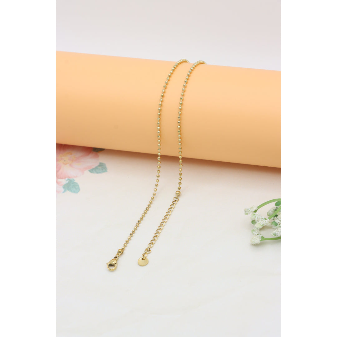 Black Enamel Round Pendant Necklace with Gold Plated Beaded Chain, XPNL0382 (2039-2)