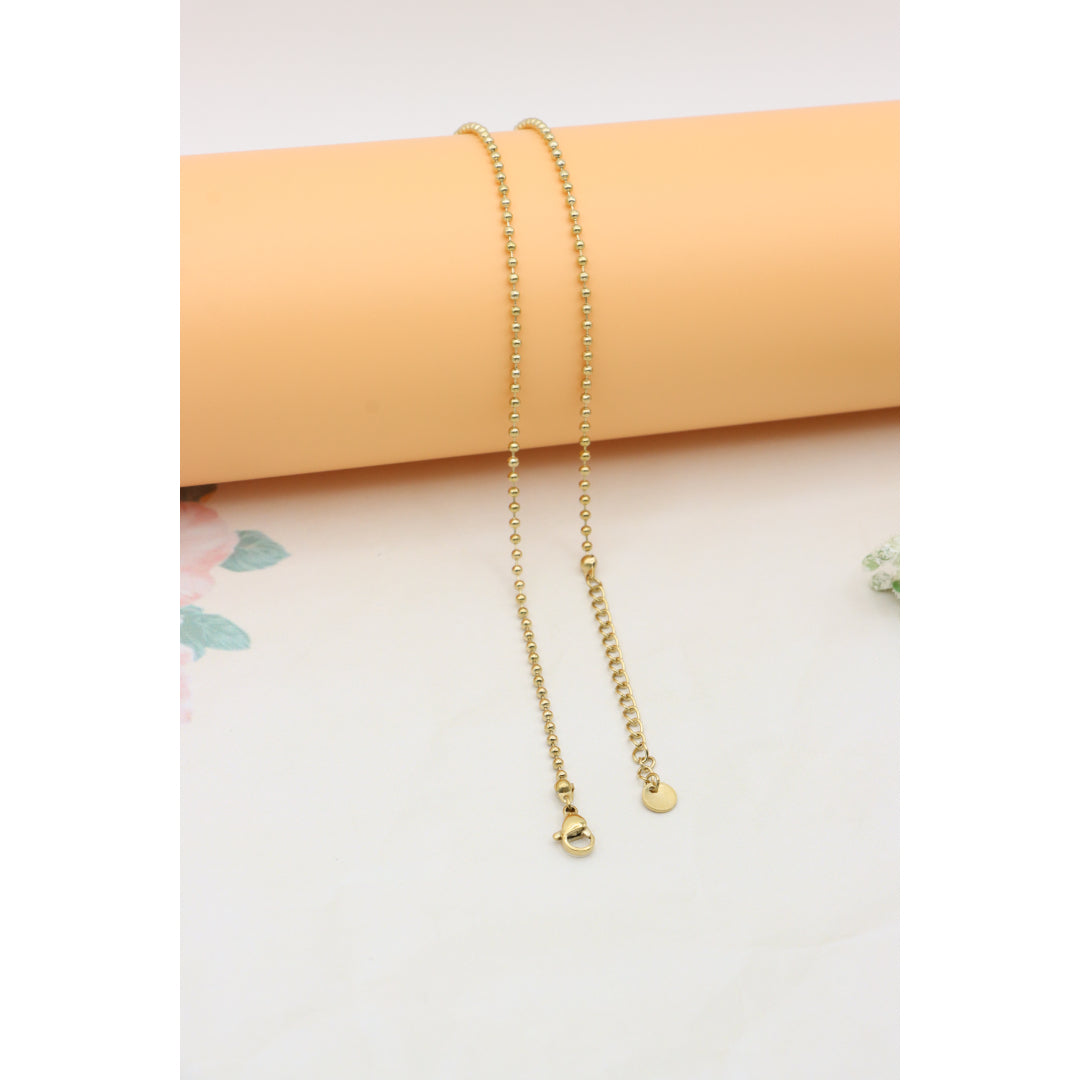 Black Enamel Round Pendant Necklace with Gold Plated Beaded Chain, XPNL0382 (2039-2)