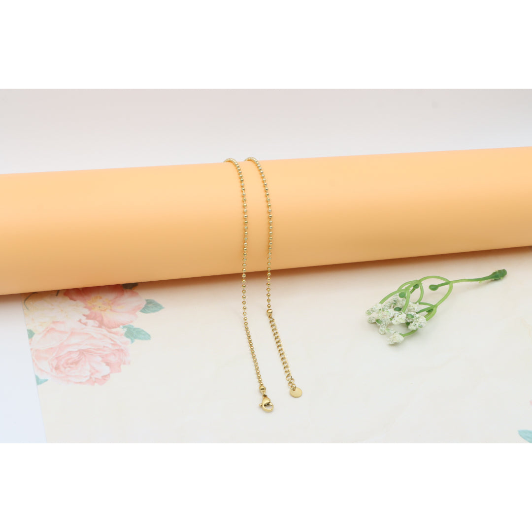Black Enamel Round Pendant Necklace with Gold Plated Beaded Chain, XPNL0382 (2039-2)