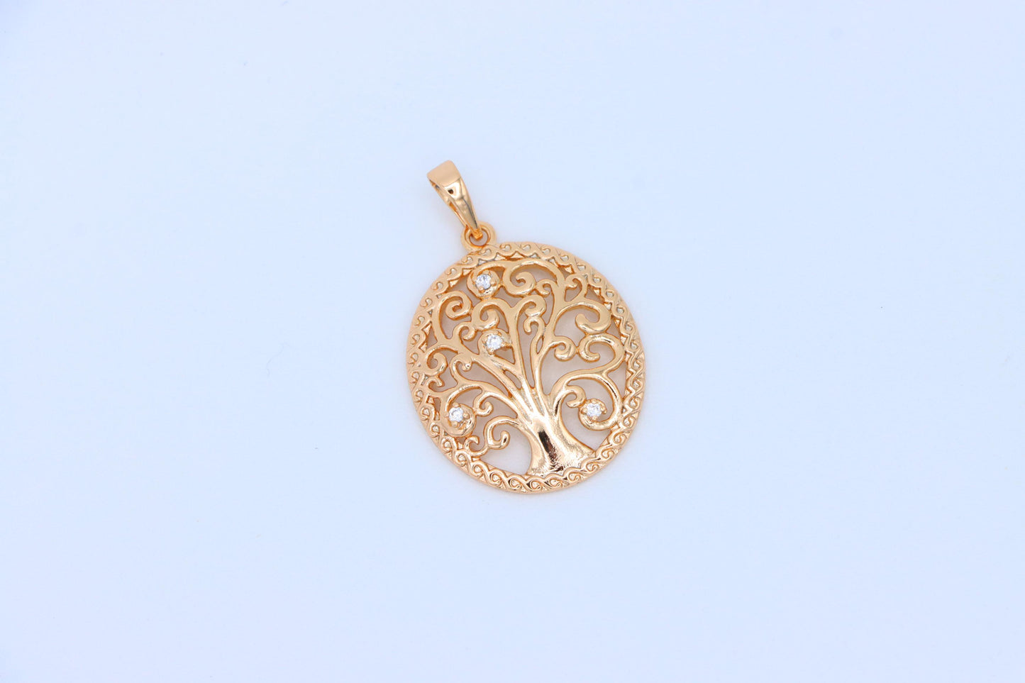 Rose Gold Tree of Life Pendant with Elegant Cutout and Crystals, XPPT1523 (2141-6)