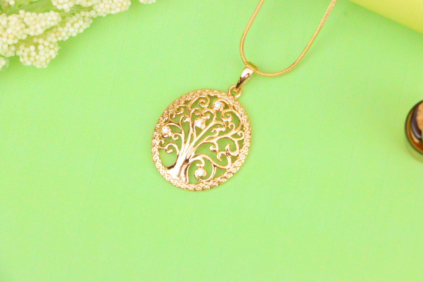Rose Gold Tree of Life Pendant with Elegant Cutout and Crystals, XPPT1523 (2141-6)