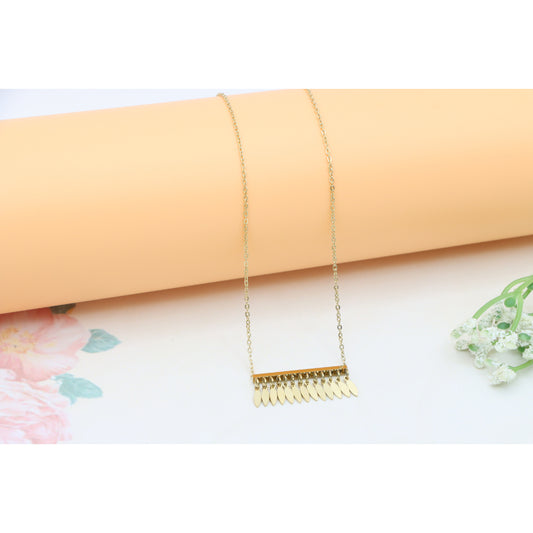 Minimalist Leaf Charm Yellow Necklace with Adjustable Gold Chain, XPNL0383 (2039-3)