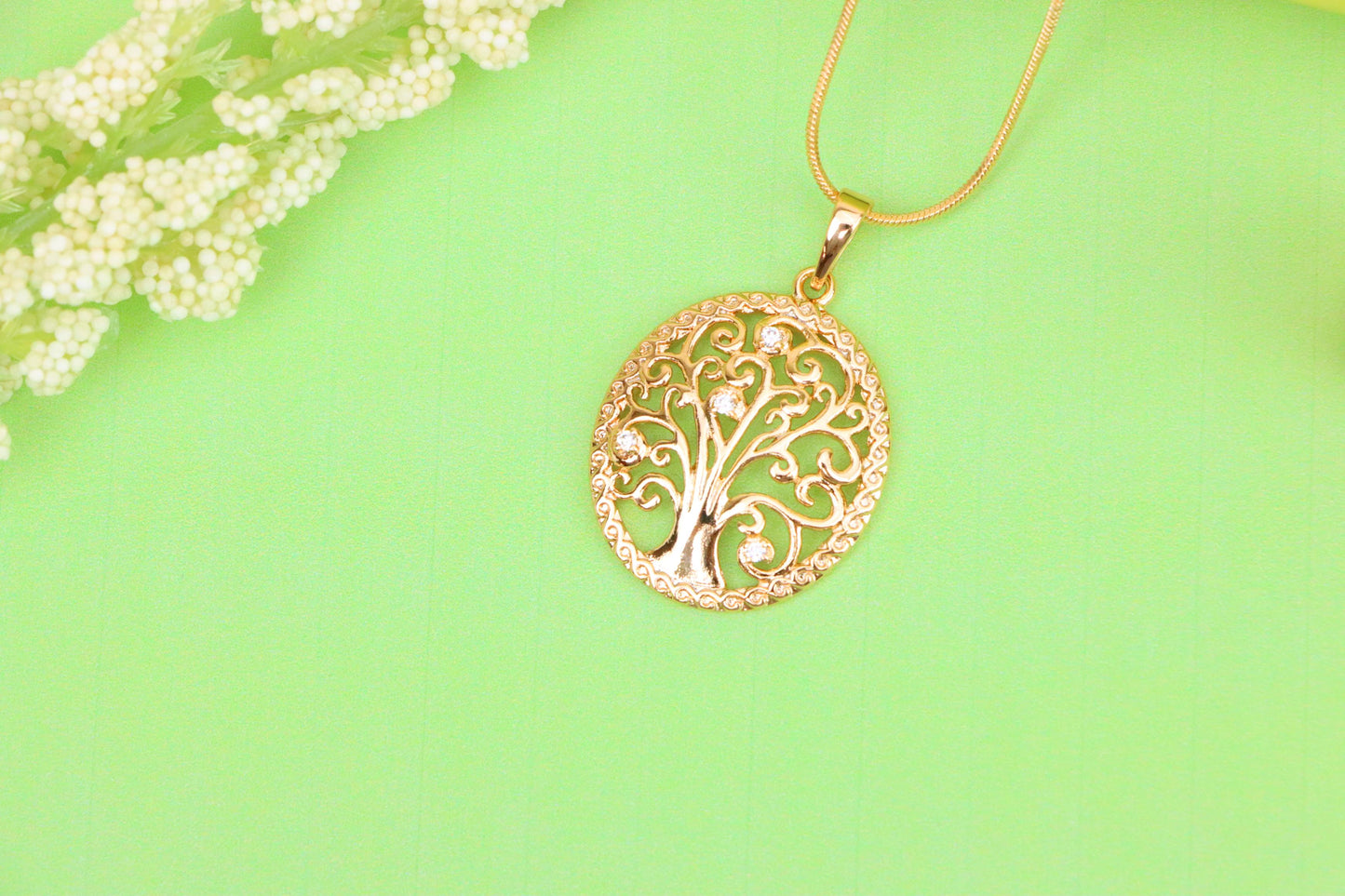 Rose Gold Tree of Life Pendant with Elegant Cutout and Crystals, XPPT1523 (2141-6)