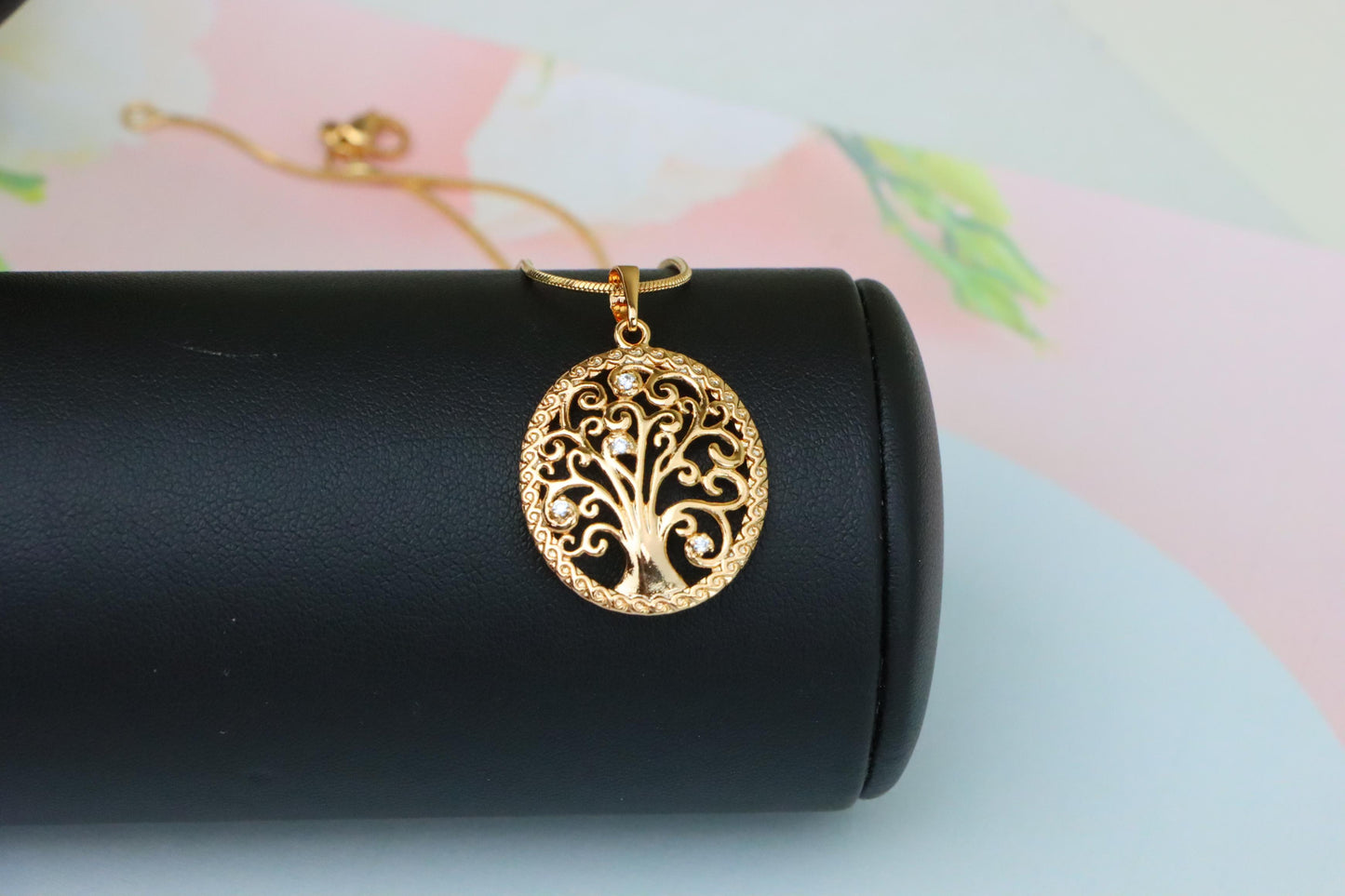 Rose Gold Tree of Life Pendant with Elegant Cutout and Crystals, XPPT1523 (2141-6)