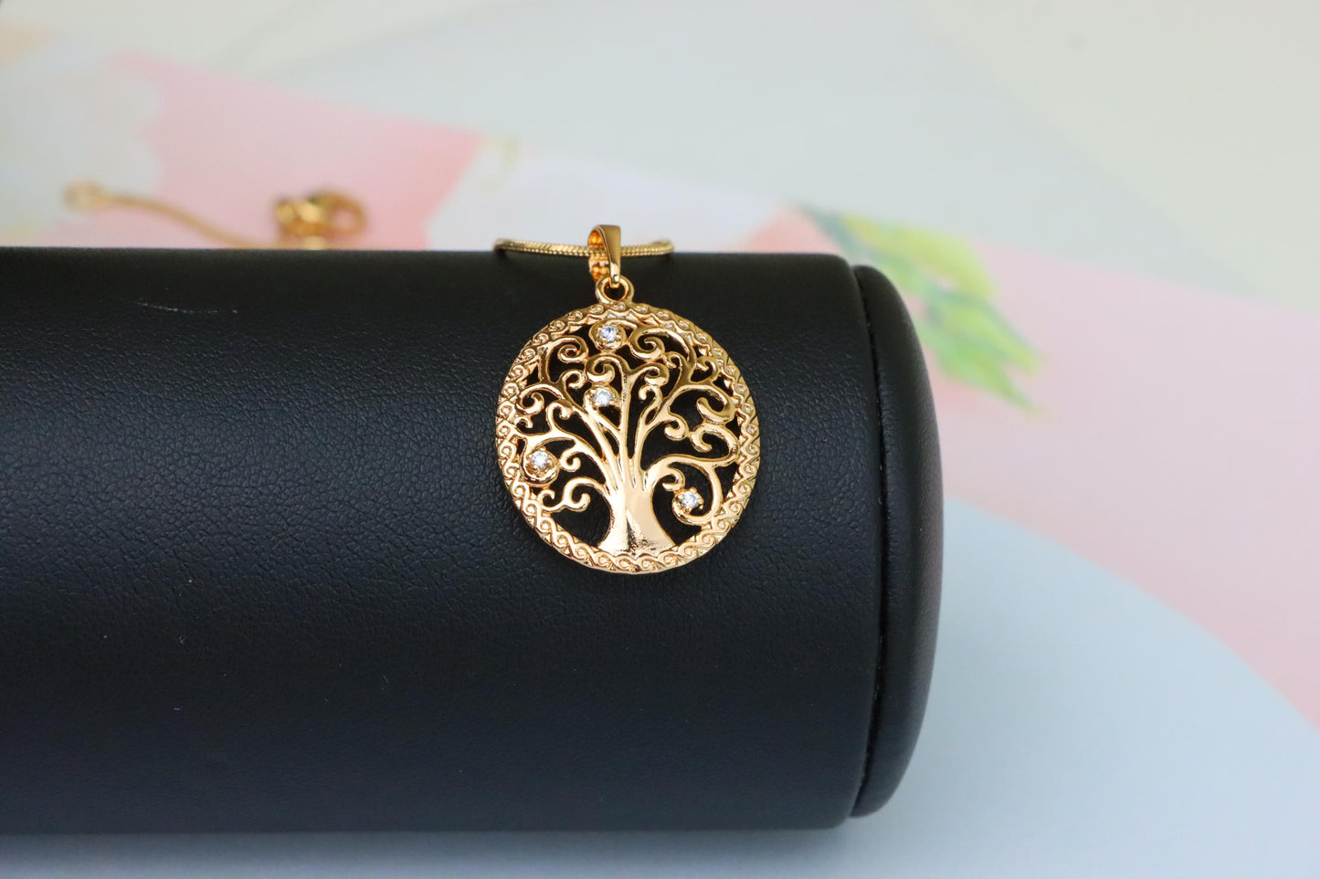 Rose Gold Tree of Life Pendant with Elegant Cutout and Crystals, XPPT1523 (2141-6)