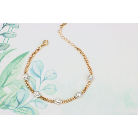 Elegant Oval Crystal Rose Gold Bracelet with Classic Chain Design, XPBL0827 (2083-6)
