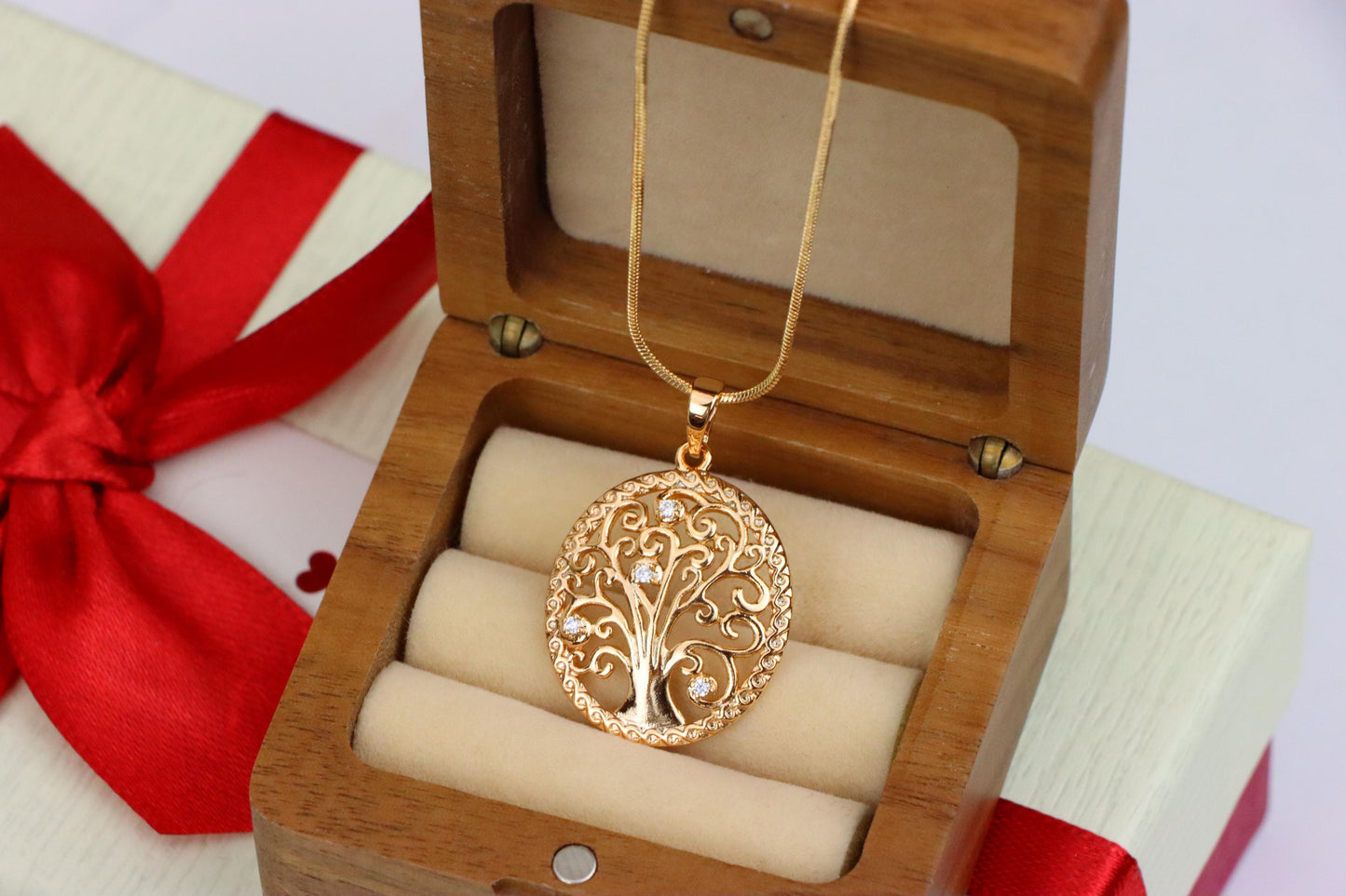 Rose Gold Tree of Life Pendant with Elegant Cutout and Crystals, XPPT1523 (2141-6)