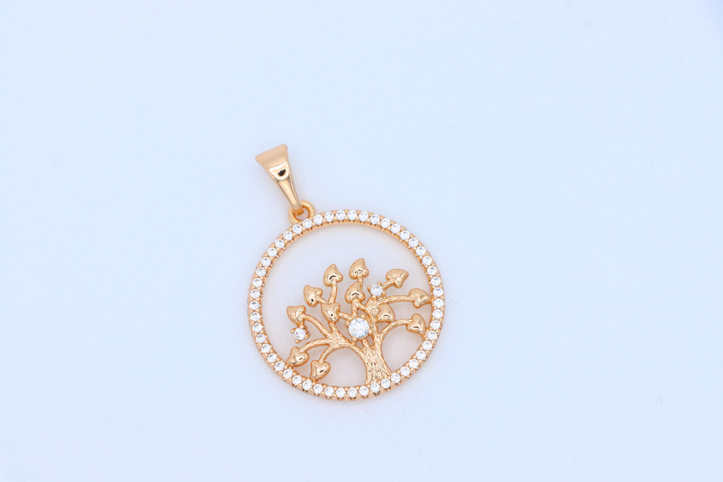 Elegant Rose Gold Tree of Life Pendant with Sparkling Crystal Frame, XPPT1524 (2141-7)