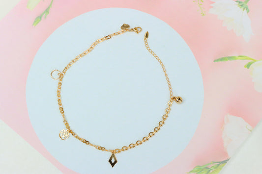 Elegant Rose Gold Anklet with Charms, XPAL1068 (2107-7)