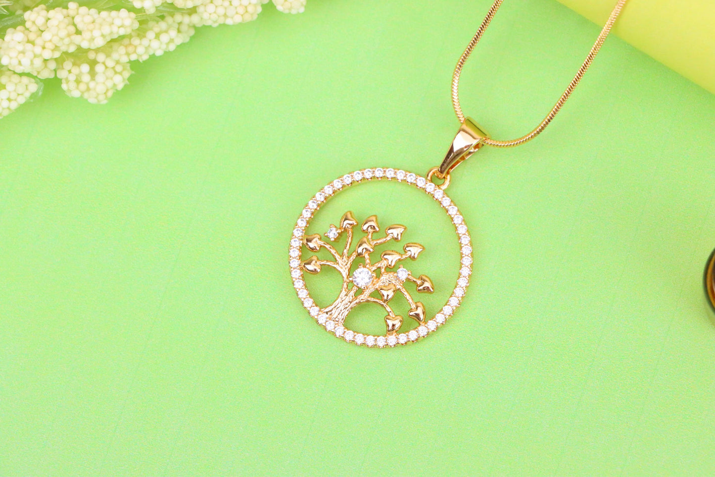Elegant Rose Gold Tree of Life Pendant with Sparkling Crystal Frame, XPPT1524 (2141-7)