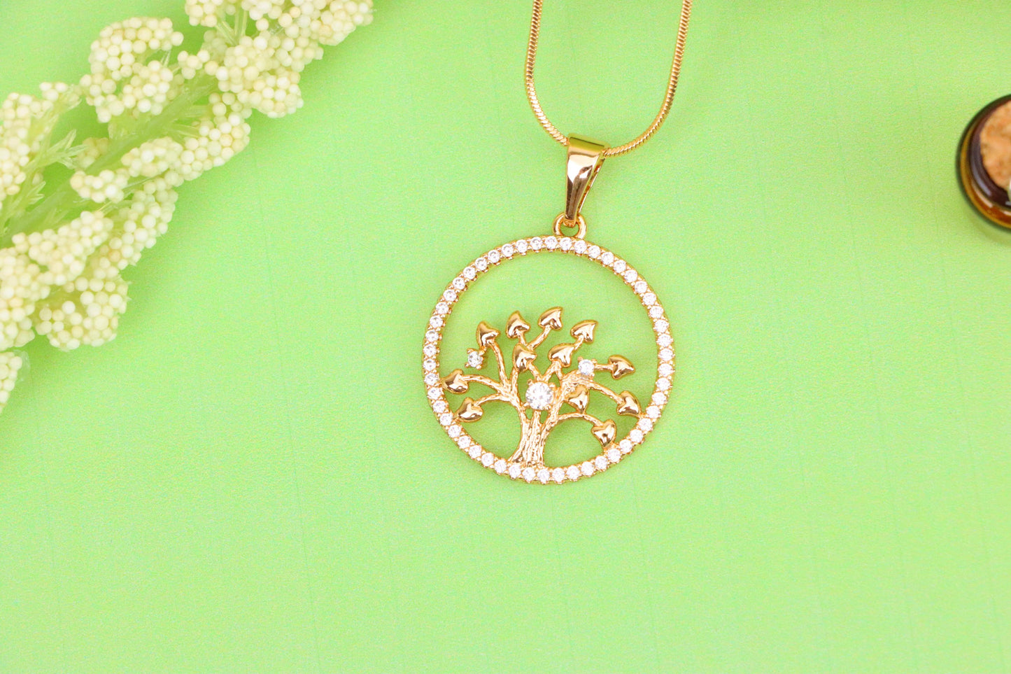 Elegant Rose Gold Tree of Life Pendant with Sparkling Crystal Frame, XPPT1524 (2141-7)