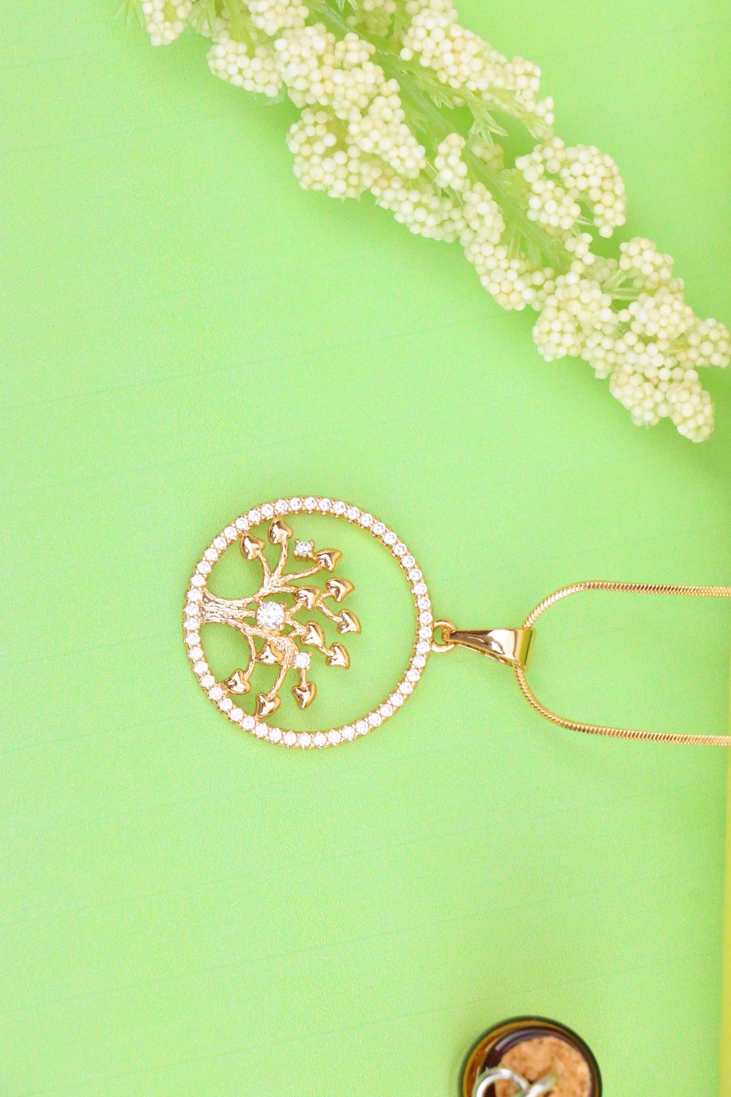 Elegant Rose Gold Tree of Life Pendant with Sparkling Crystal Frame, XPPT1524 (2141-7)