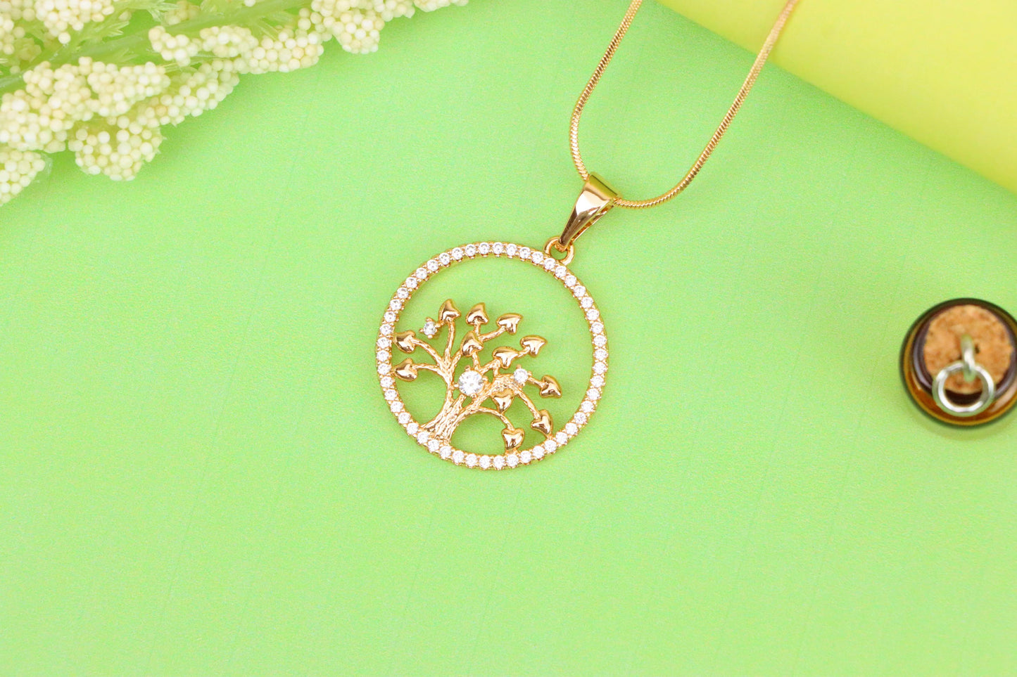 Elegant Rose Gold Tree of Life Pendant with Sparkling Crystal Frame, XPPT1524 (2141-7)