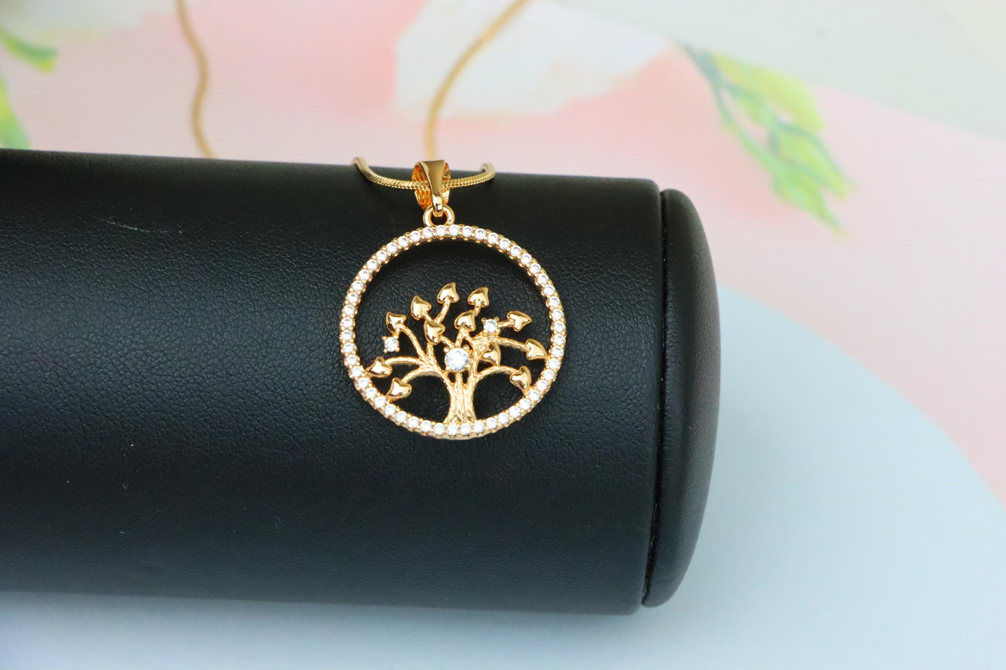 Elegant Rose Gold Tree of Life Pendant with Sparkling Crystal Frame, XPPT1524 (2141-7)