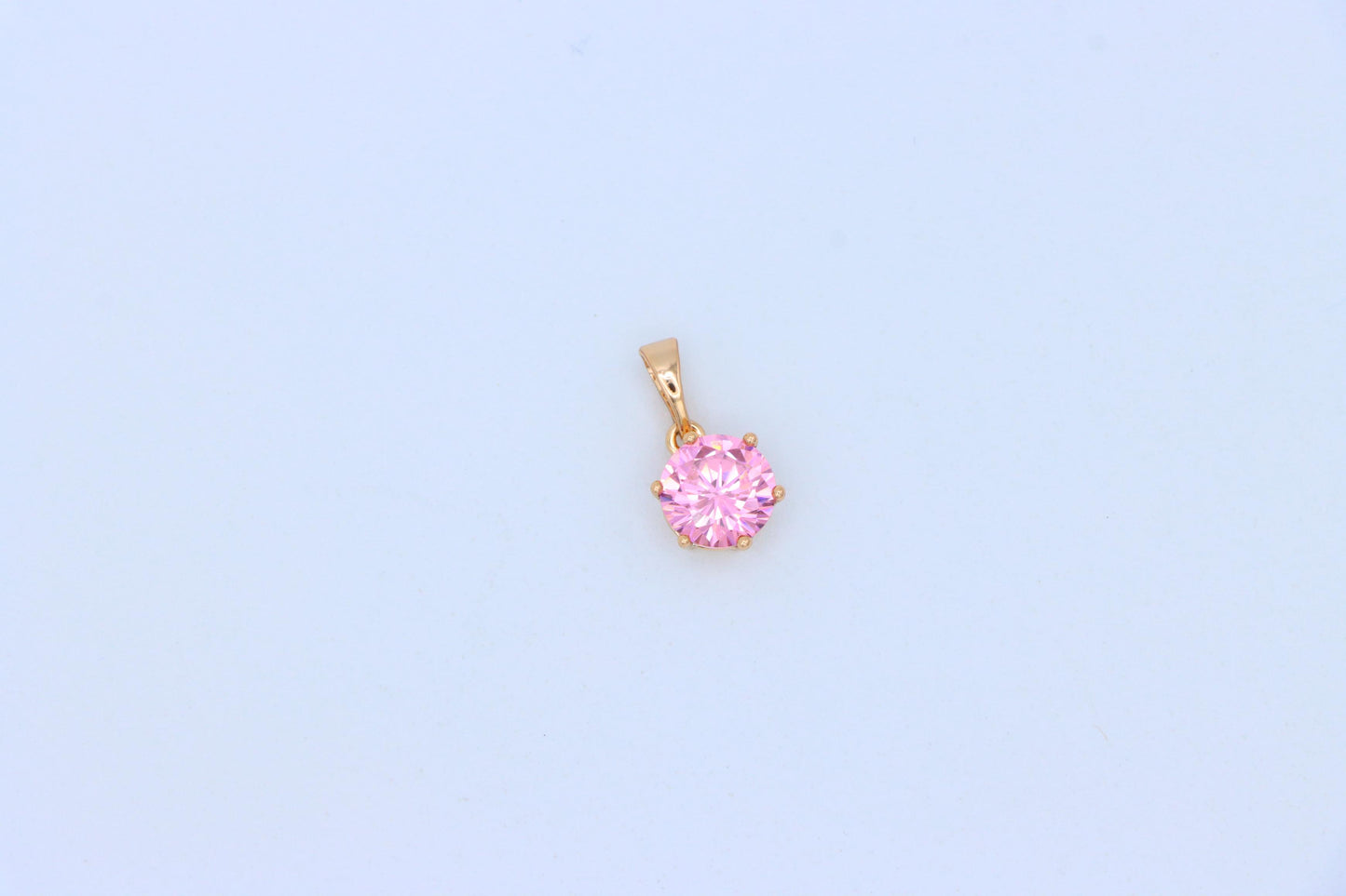 Sparkling Pink Round Pendant in Gold Finish for Everyday Elegance, XPPT1673 (2164-2)