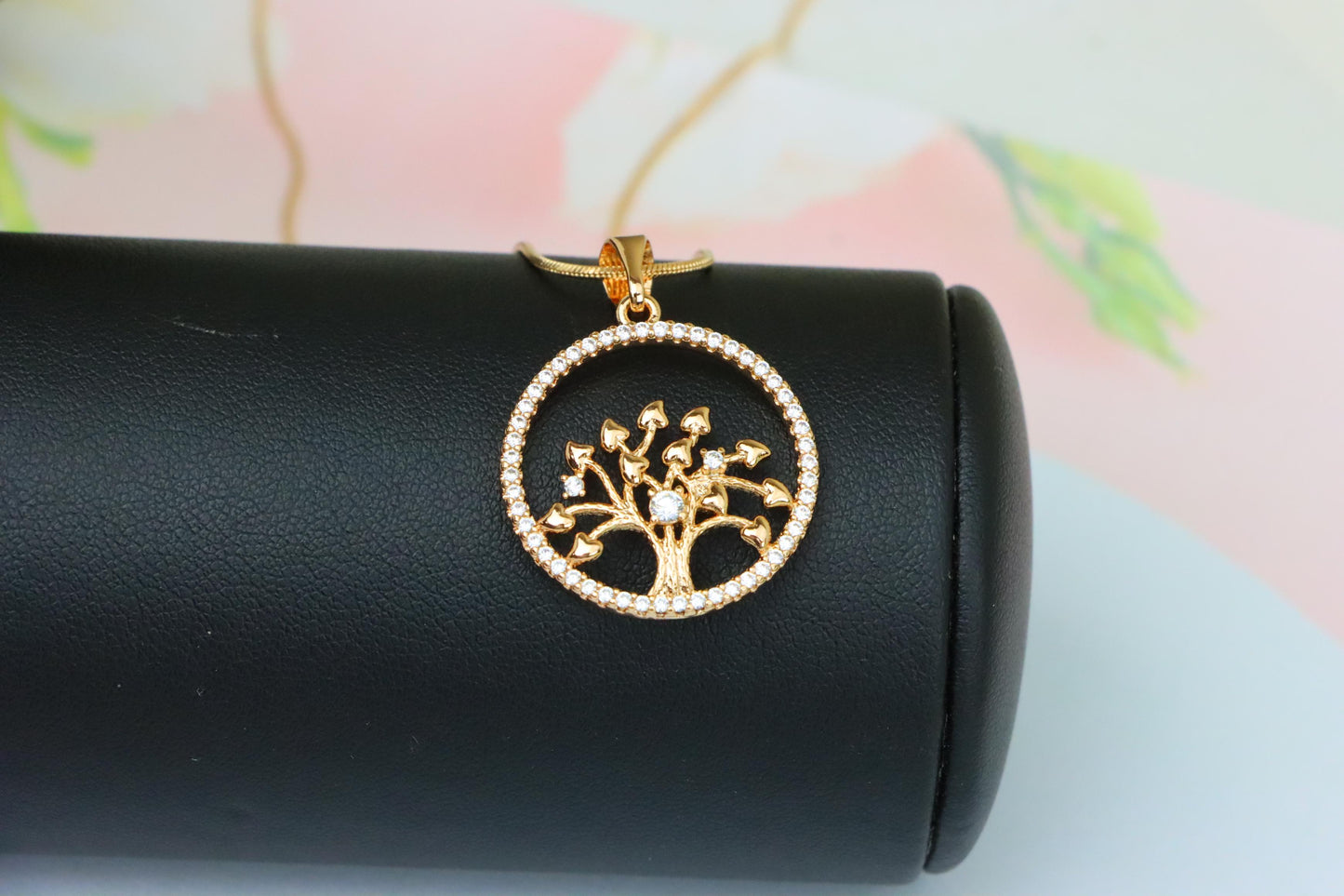 Elegant Rose Gold Tree of Life Pendant with Sparkling Crystal Frame, XPPT1524 (2141-7)