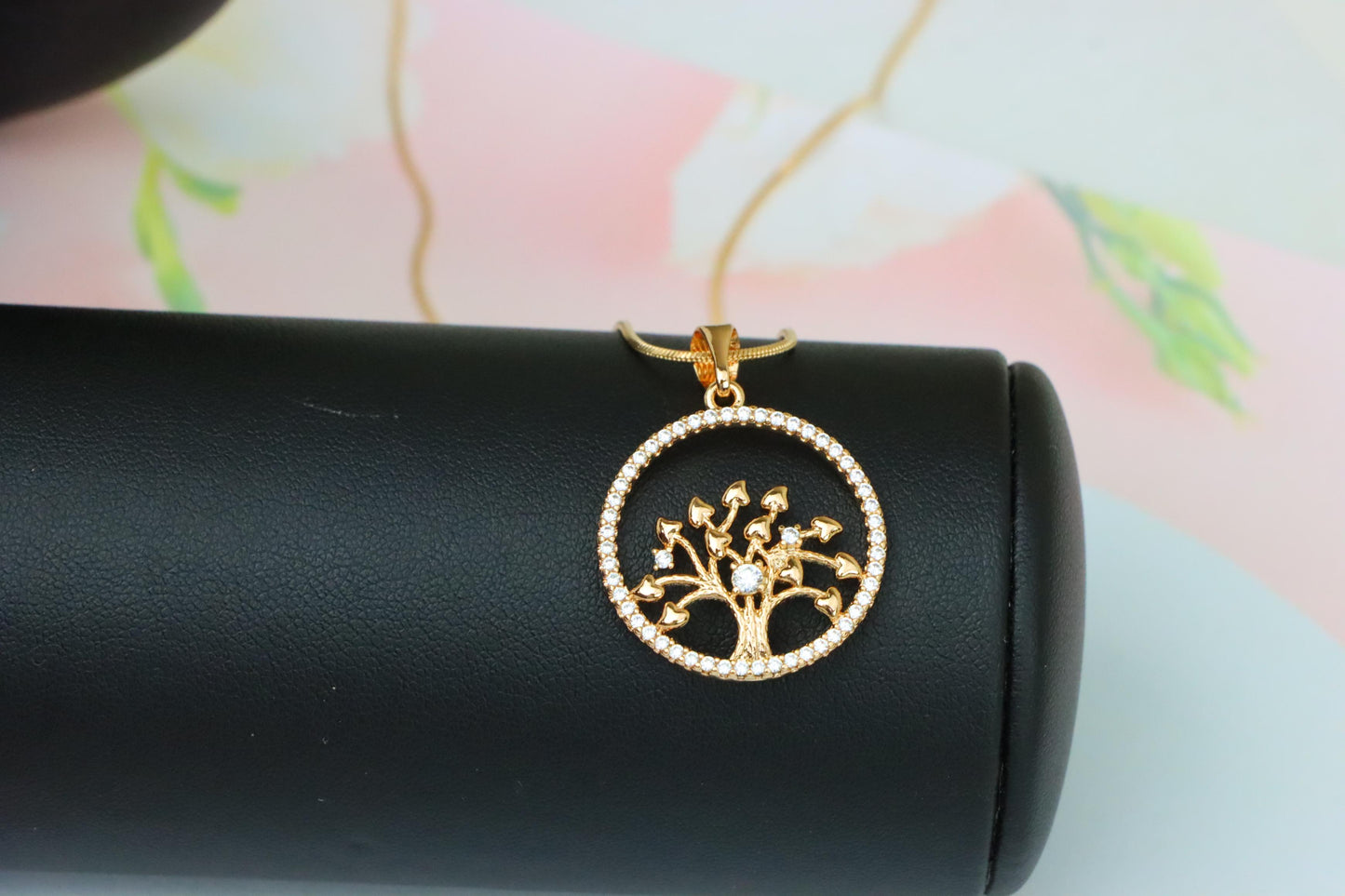 Elegant Rose Gold Tree of Life Pendant with Sparkling Crystal Frame, XPPT1524 (2141-7)