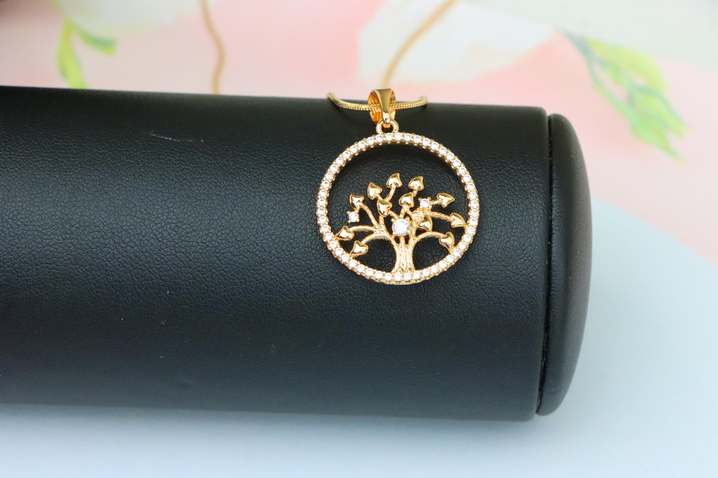 Elegant Rose Gold Tree of Life Pendant with Sparkling Crystal Frame, XPPT1524 (2141-7)