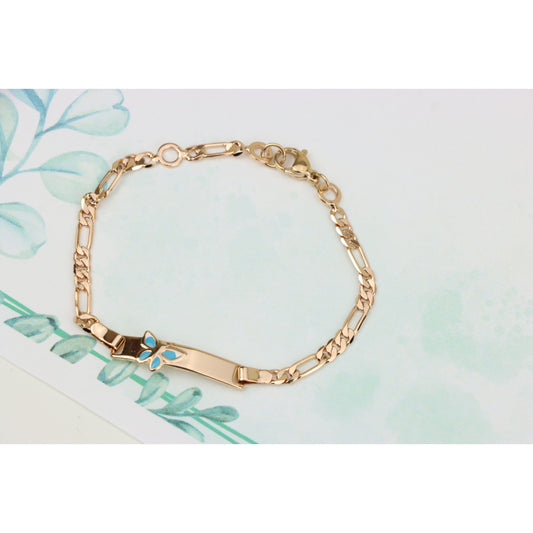 Elegant Rose Gold Bracelet with Blue Butterfly Charm, XPBL0828 (2083-7)