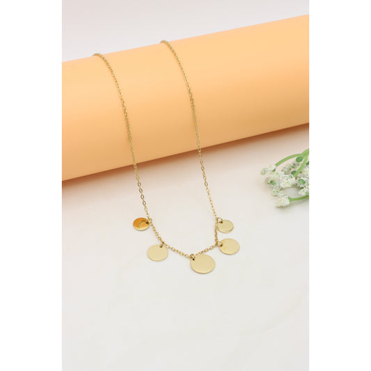 Elegant Yellow Gold Plated Necklace with Round Disc Charms, XPNL0385 (2039-5)