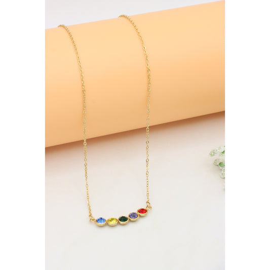 Rainbow Gemstone Pendant Yellow Necklace Gold Plated, XPNL0387 (2039-7)