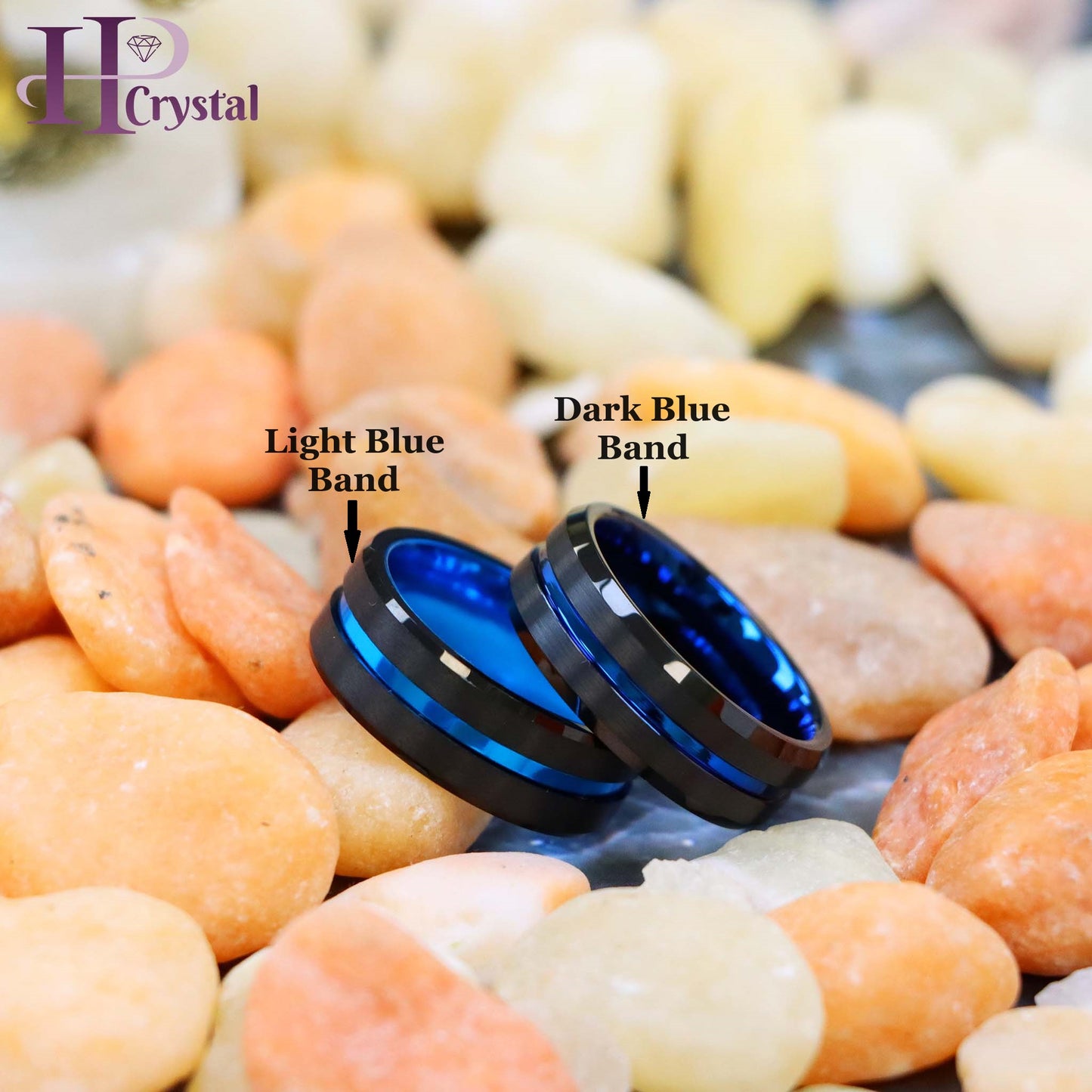 Black Plated Grooved Center with Blue Anodized Aluminum Sleeve Tungsten Ring
