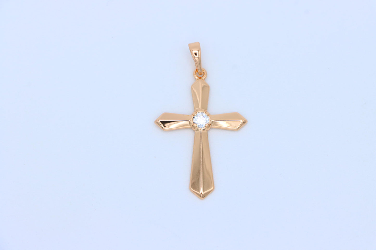 Rose Gold Cross Pendant with Center Stone Accent in Elegant Finish, XPPT1527 (2141-10)