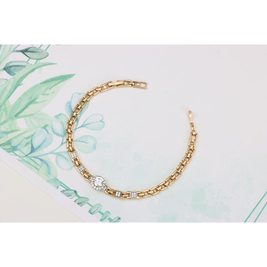 Rose Gold Bracelet with Sparkling Centerpiece & Link Detailing, XPBL0830 (2082-9)