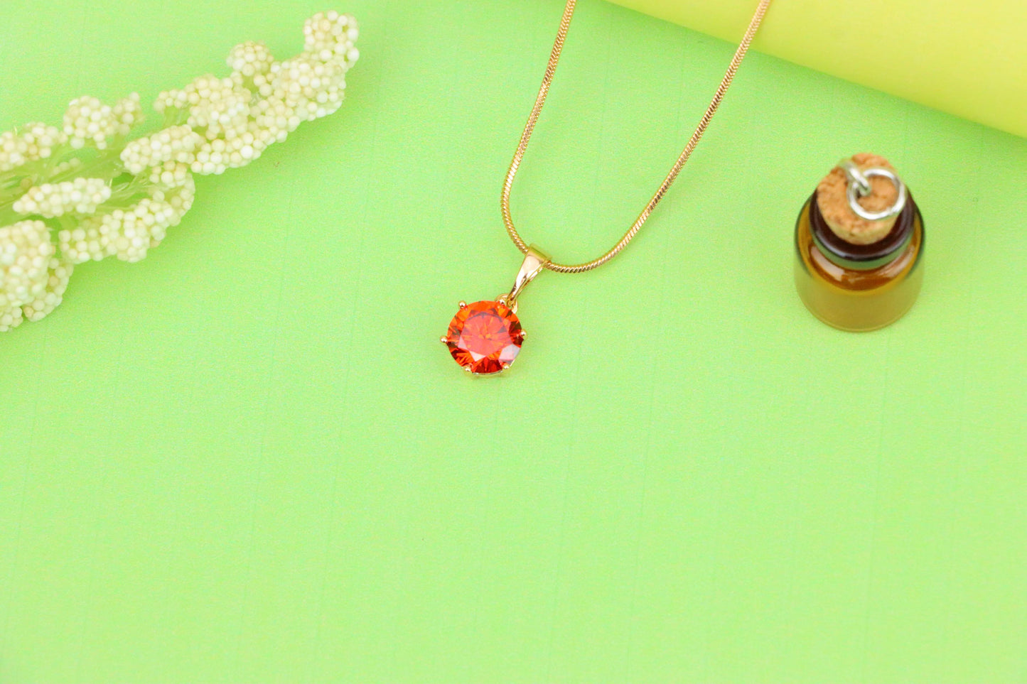 Fiery Red Round Pendant in Gold Plating with Elegant Minimal Look, XPPT1676 (2164-2)