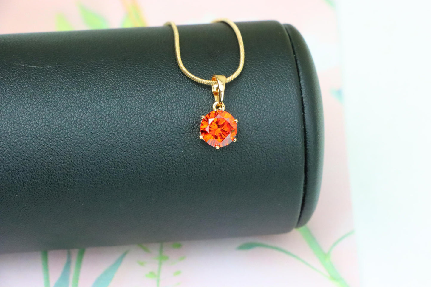 Fiery Red Round Pendant in Gold Plating with Elegant Minimal Look, XPPT1676 (2164-2)
