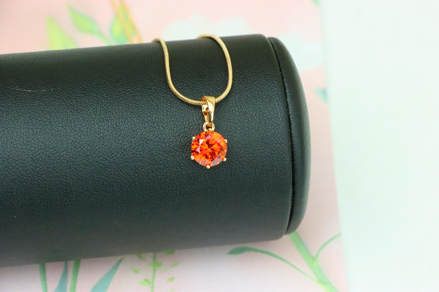 Fiery Red Round Pendant in Gold Plating with Elegant Minimal Look, XPPT1676 (2164-2)