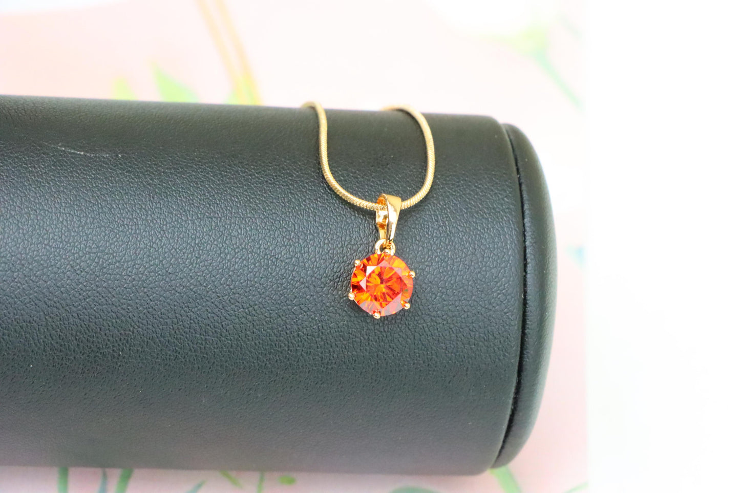 Fiery Red Round Pendant in Gold Plating with Elegant Minimal Look, XPPT1676 (2164-2)