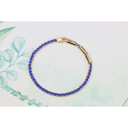 Elegant Rose Gold Tennis Bracelet with Blue Stones, XPBL0832 (2084-1)