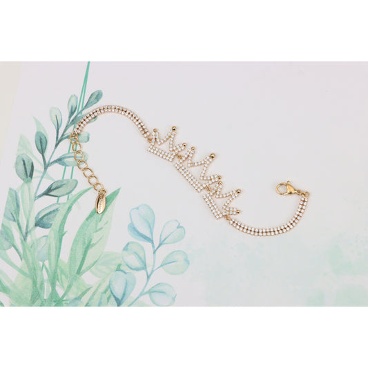 Rose Gold Crown Design Bracelet with Sparkling Zircon Accents, XPBL0833 (2084-2)