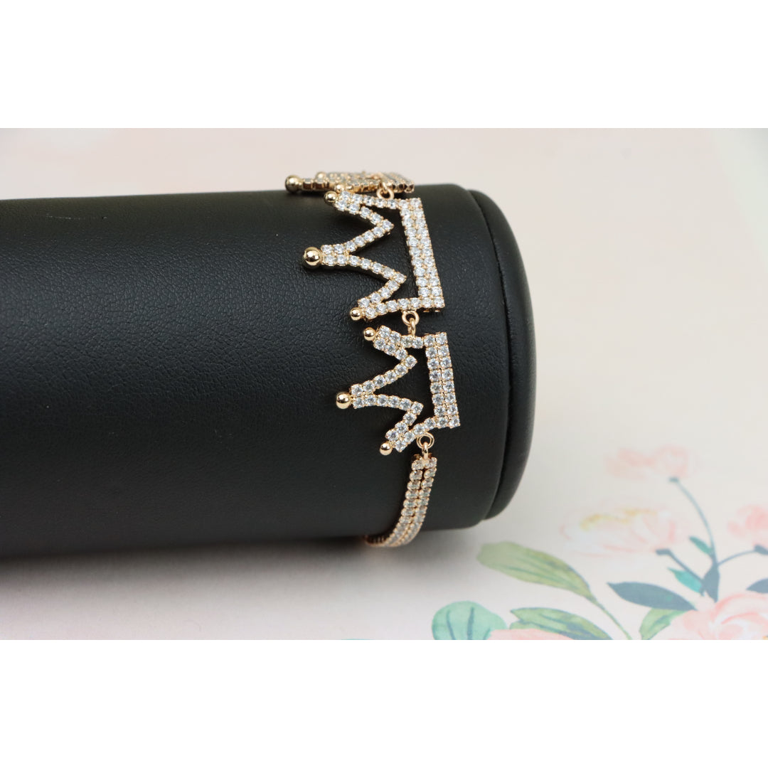 Rose Gold Crown Design Bracelet with Sparkling Zircon Accents, XPBL0833 (2084-2)