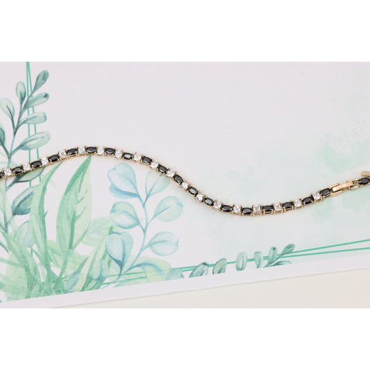 Elegant Black & White Stone Rose Gold Bracelet, XPBL0835 (2084-9)