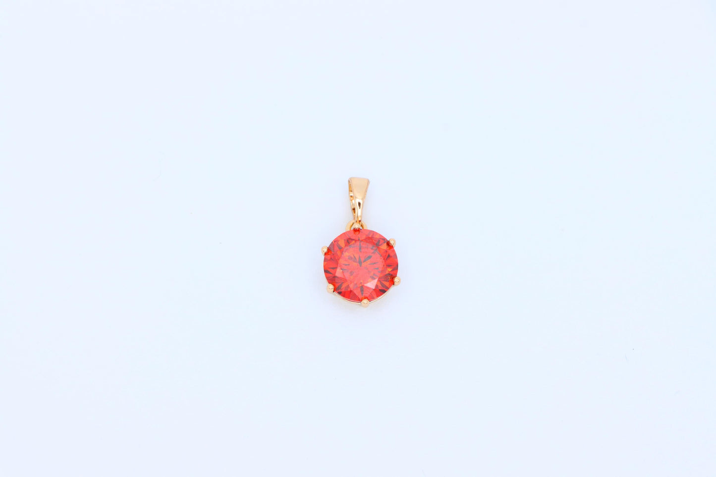 Brilliant Round Red Stone Rose Gold Pendant for Elegant Style, XPPT1534 (2142-7)
