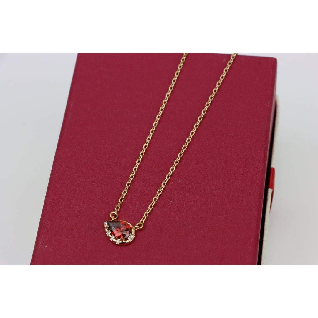 Rose Gold Plated Necklace with Red Teardrop Gemstone Pendant, XPNL0397 (2040-7)